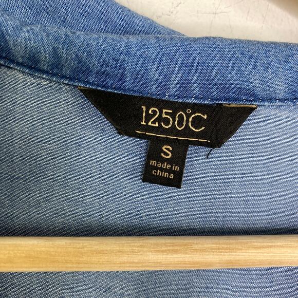 1250 C Blue Short Sleeve Chambray Tencel Sheath Dress Women's Size Small S - Picture 6 of 7